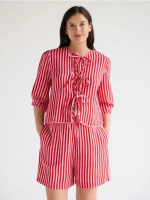 Reserved - Wiązana bluzka - czerwony