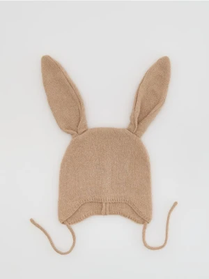 Reserved - Wiązana czapka z uszami - brązowy