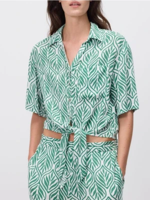 Reserved - Wiązana koszula z wiskozy - wielobarwny