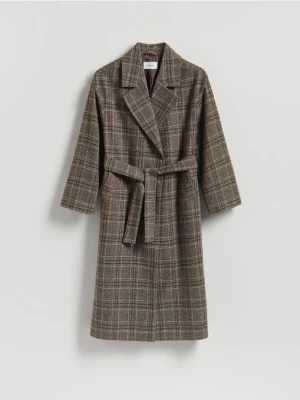 Reserved - Wiązany płaszcz w kratę - wielobarwny