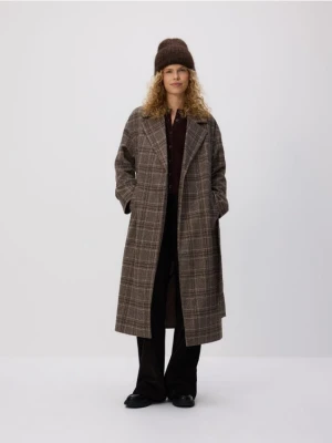 Reserved - Wiązany płaszcz w kratę - wielobarwny