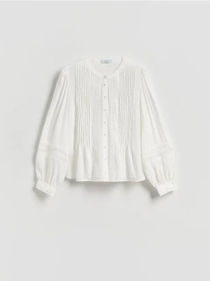 Zdjęcie produktu Reserved - Wiskozowa bluzka z plisą - złamana biel