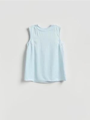 Reserved - Wiskozowa bluzka z wiązaniem - jasnoniebieski