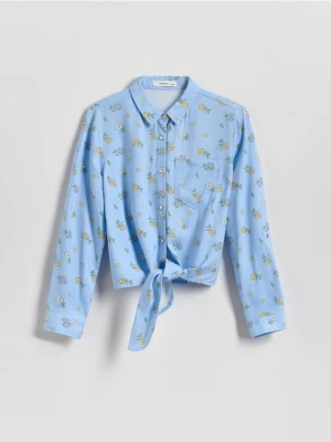 Reserved - Wiskozowa koszula w kwiaty - jasnoniebieski