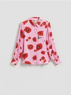 Reserved - Wiskozowa koszula w kwiaty - różowy