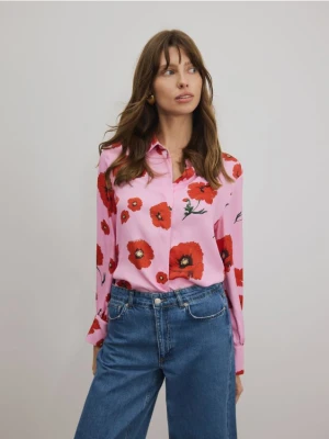 Reserved - Wiskozowa koszula w kwiaty - różowy