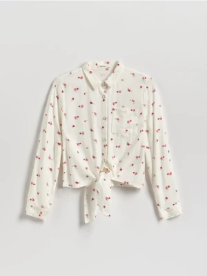 Reserved - Wiskozowa koszula w kwiaty - złamana biel
