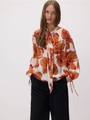 Reserved - Wiskozowa koszula z wiązaniem - wielobarwny