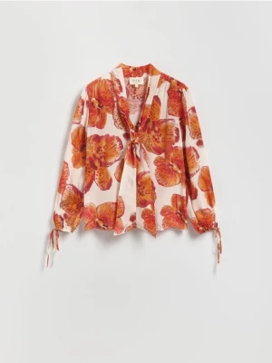 Reserved - Wiskozowa koszula z wiązaniem - wielobarwny