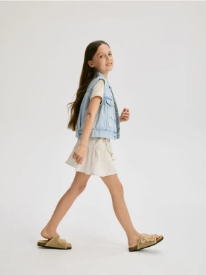 Reserved - Wiskozowa spódnica z domieszką lnu - kremowy