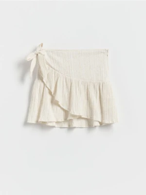Reserved - Wiskozowa spódnica z domieszką lnu - kremowy