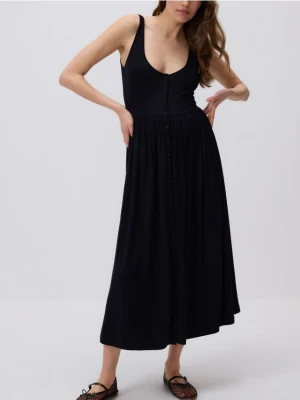 Reserved - Wiskozowa sukienka midi - czarny