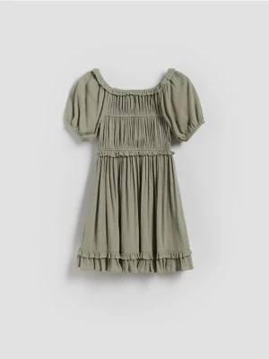 Reserved - Wiskozowa sukienka - oliwkowy