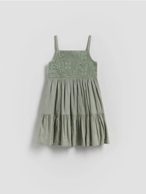 Reserved - Wiskozowa sukienka - oliwkowy