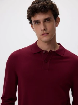 Reserved - Wiskozowy sweter polo - bordowy