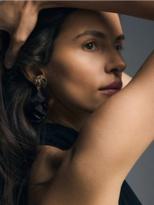 Reserved - Wiszące kolczyki - ciemnofioletowy