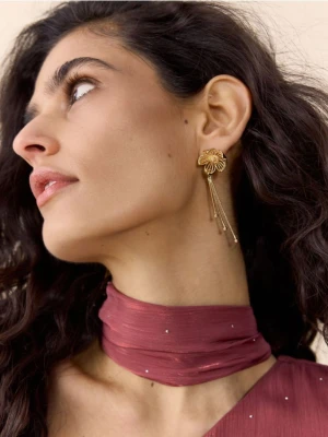 Reserved - Wiszące kolczyki w kształcie kwiatów - złoty