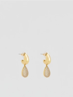 Reserved - Wiszące kolczyki z cyrkoniami - złoty