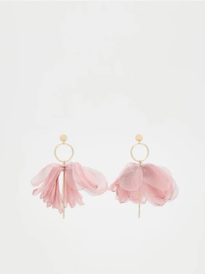 Reserved - Wiszące kolczyki z kwiatami - brudny róż