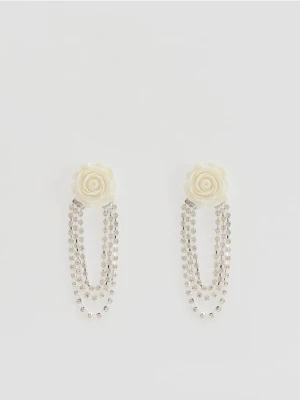 Reserved - Wiszące kolczyki z kwiatami - srebrny