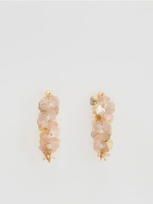 Reserved - Wiszące kolczyki z kwiatami - wielobarwny