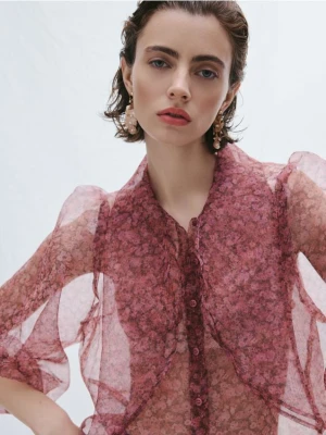 Reserved - Wiszące kolczyki z kwiatami - wielobarwny