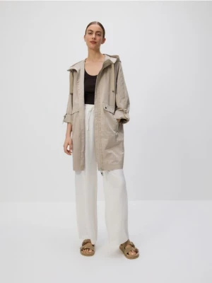 Reserved - Wodoodporna parka oversize - beżowy