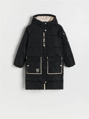 Reserved - Wodoodporny płaszcz z kapturem - czarny