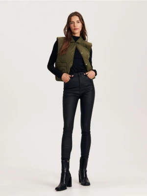 Zdjęcie produktu Reserved - Woskowane spodnie z wysokim stanem - czarny