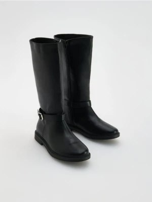 Reserved - Wysokie kozaki z imitacji skóry - czarny