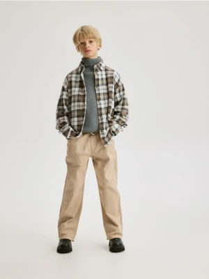 Reserved - Wysokoelastyczne spodnie regular - beżowy