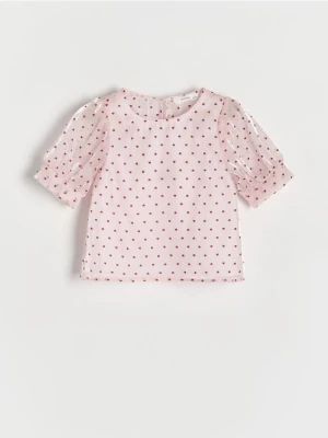 Zdjęcie produktu Reserved - Wzorzysta bluzka z bufkami - pastelowy róż