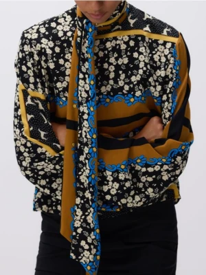 Reserved - Wzorzysta bluzka z wiązaniem - wielobarwny