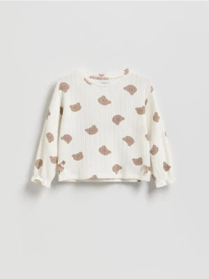 Reserved - Wzorzysta bluzka - złamana biel