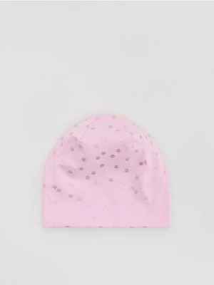 Reserved - Wzorzysta czapka - brudny róż