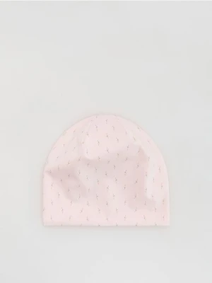 Reserved - Wzorzysta czapka - pastelowy róż