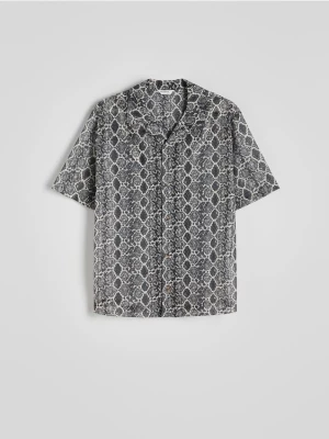 Reserved - Wzorzysta koszula comfort fit - ciemnoszary
