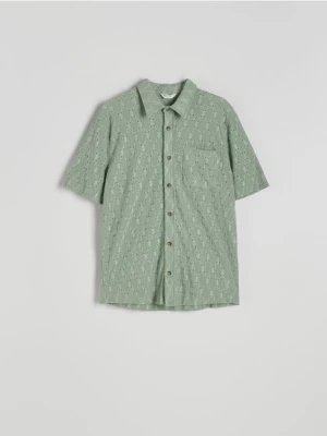Reserved - Wzorzysta koszula comfort fit - jasnozielony