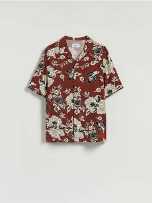 Reserved - Wzorzysta koszula comfort fit - karminowy