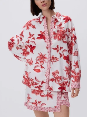 Reserved - Wzorzysta koszula - czerwony