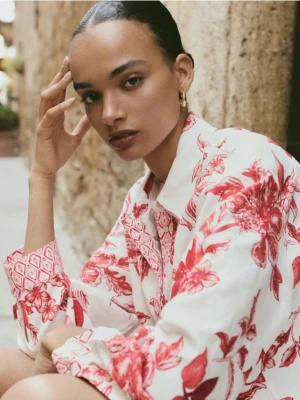 Reserved - Wzorzysta koszula - czerwony