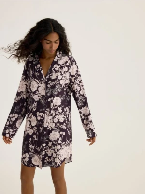 Reserved - Wzorzysta koszula nocna - ciemnofioletowy