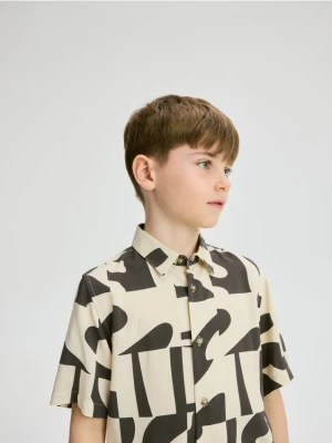 Reserved - Wzorzysta koszula - oliwkowy