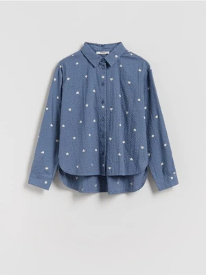 Reserved - Wzorzysta koszula z bawełny - jasnoniebieski