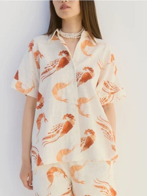 Reserved - Wzorzysta koszula z bawełny - wielobarwny