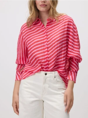 Reserved - Wzorzysta koszula z wiskozą - fuksja