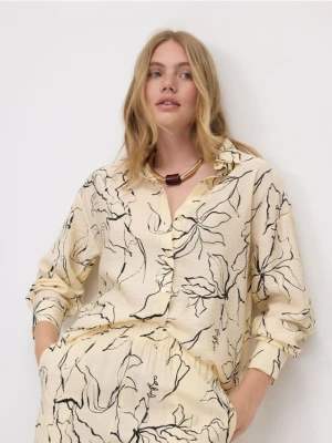 Reserved - Wzorzysta koszula z wiskozy - beżowy