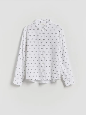 Reserved - Wzorzysta koszula z wiskozy - biały