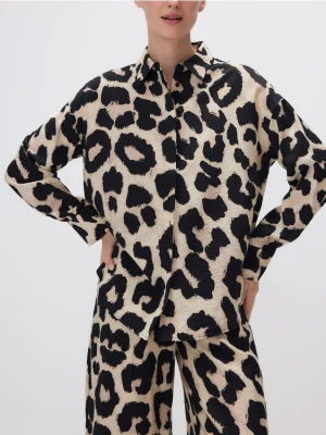 Reserved - Wzorzysta koszula z wiskozy - brązowy