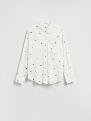 Reserved - Wzorzysta koszula z wiskozy - ciemnobrązowy